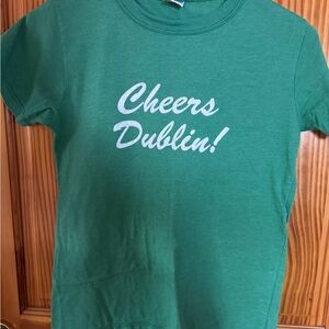 Urban Outfitters Green Tee with White "Cheers Dublin!" Script